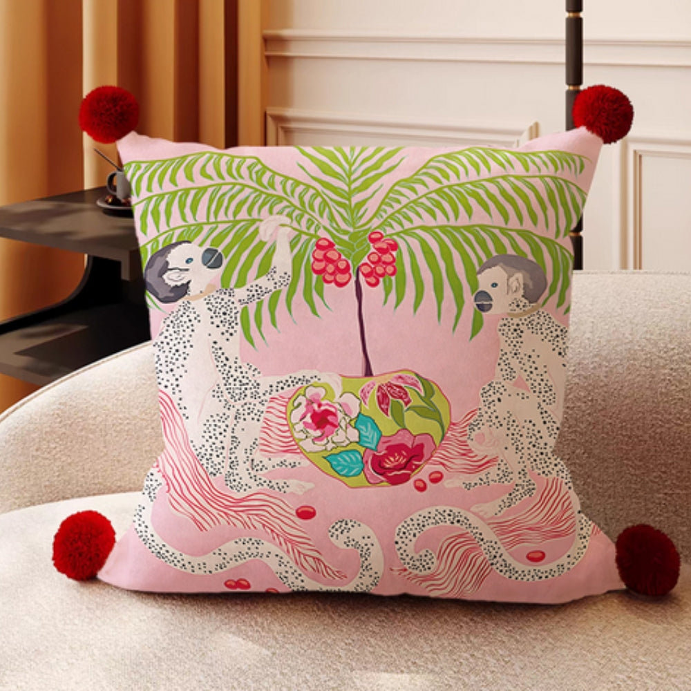 Housse de coussin à motif de singes dans la jungle