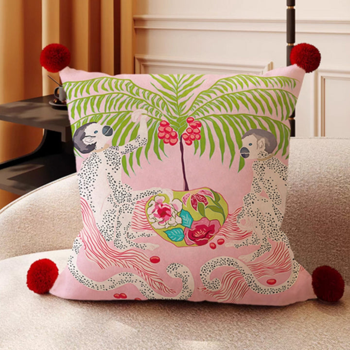 Housse de coussin à motif de singes dans la jungle