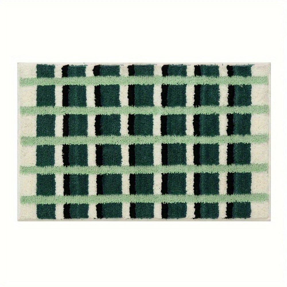 Tapis de bain géométrique vert mousse