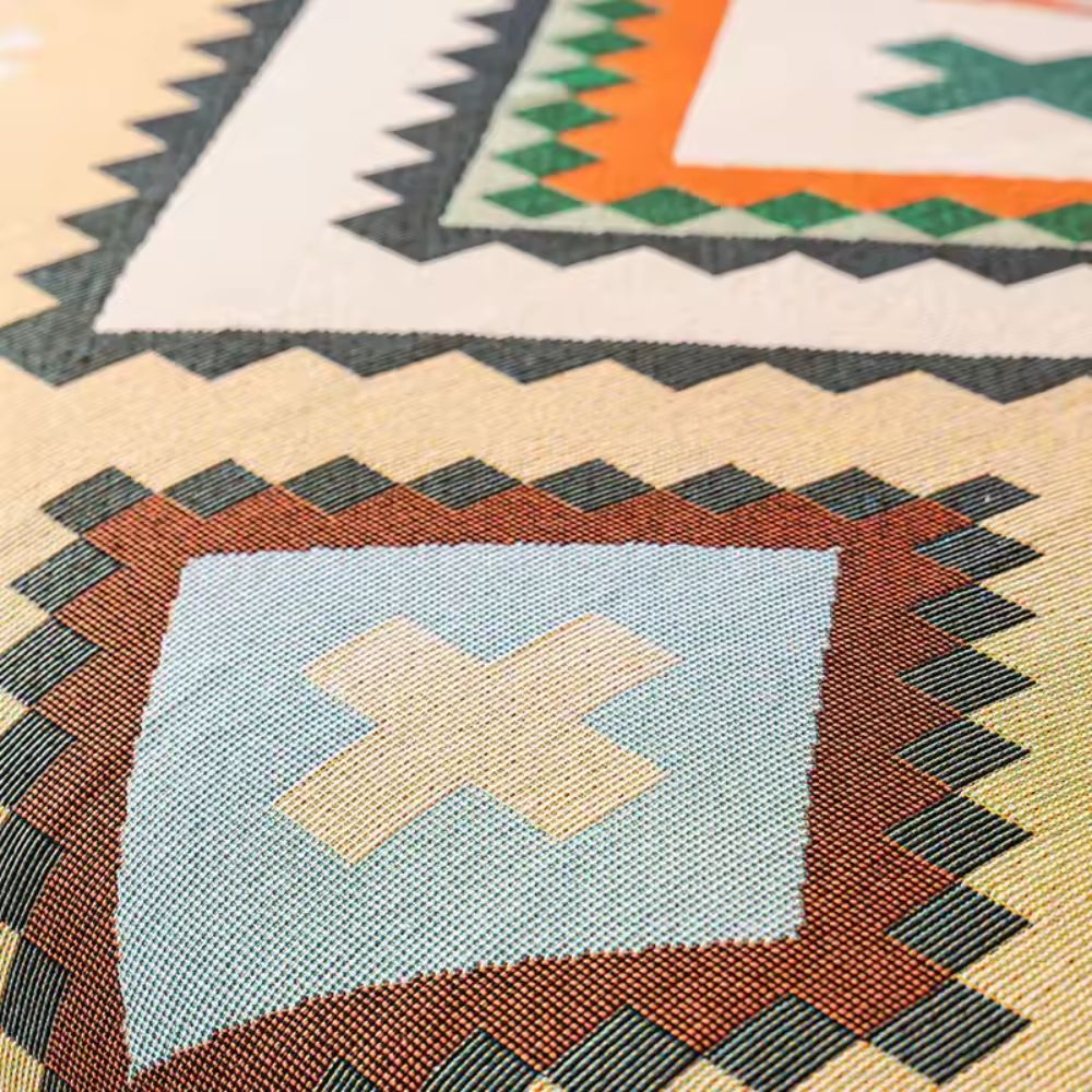 Sofaüberwurf Chenille Aztekenmuster