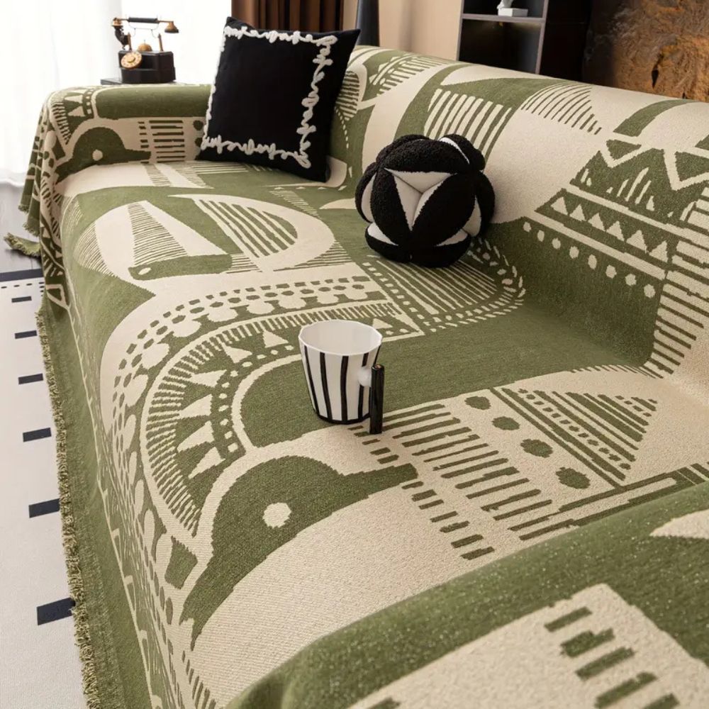 Jeté de canapé en chenille à motif de lignes
