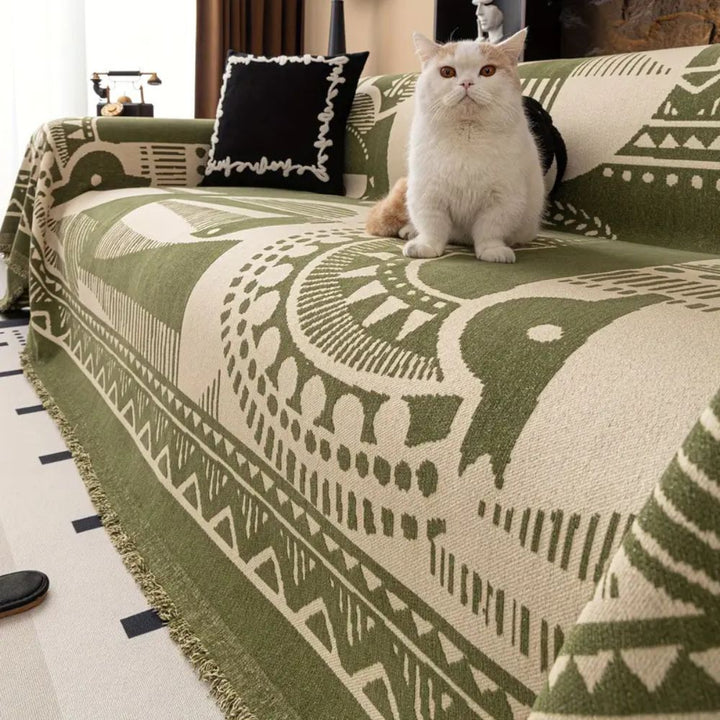 Jeté de canapé en chenille à motif de lignes
