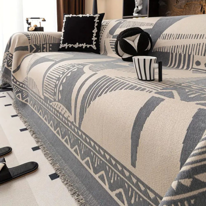 Jeté de canapé en chenille à motif de lignes