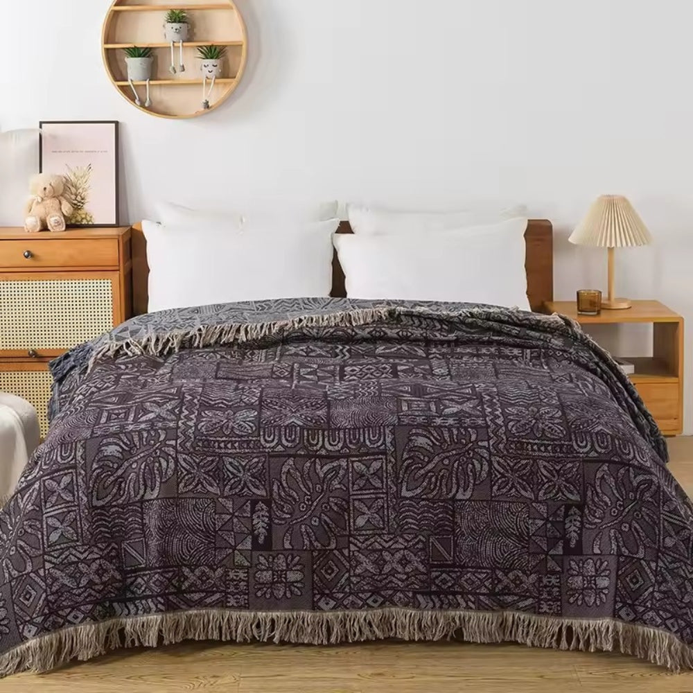 Baumwoll-Musselin-Plaid mit Spitzenkante