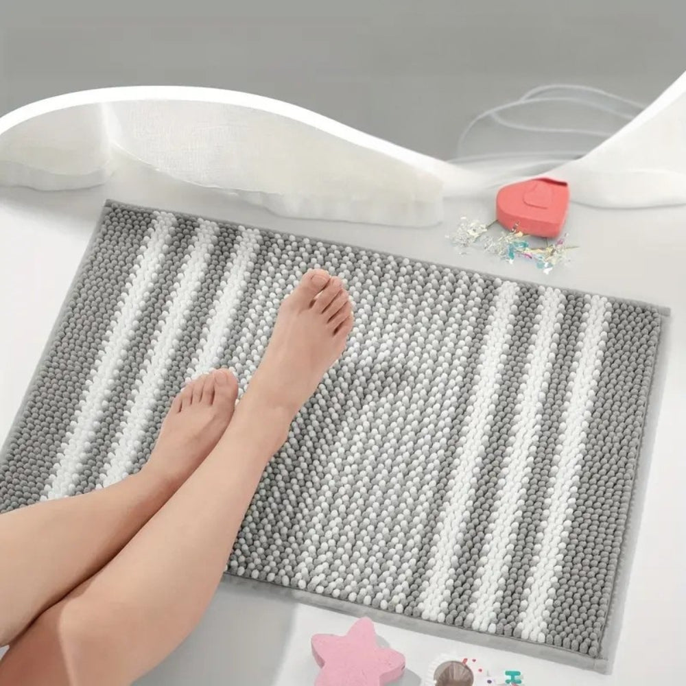 Badematte Chenille Streifen