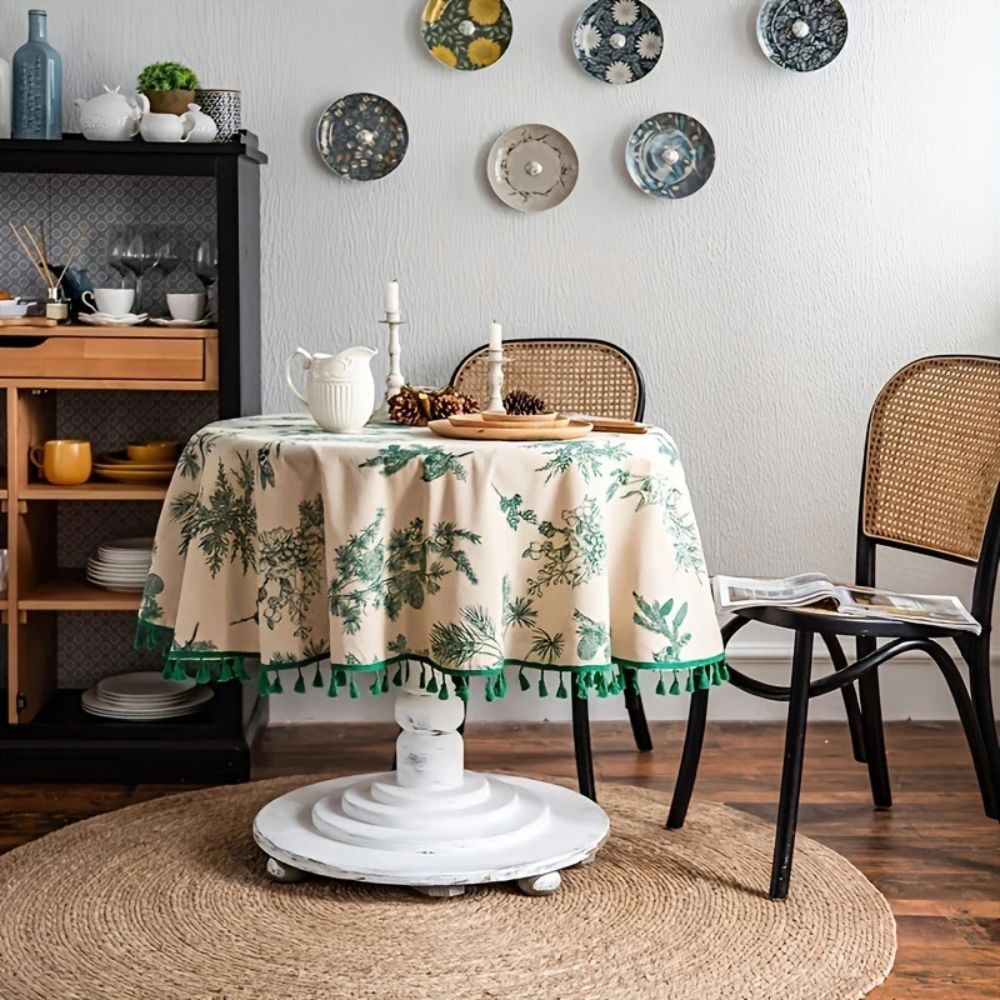 Tischdecke rund Zapfenmotiv