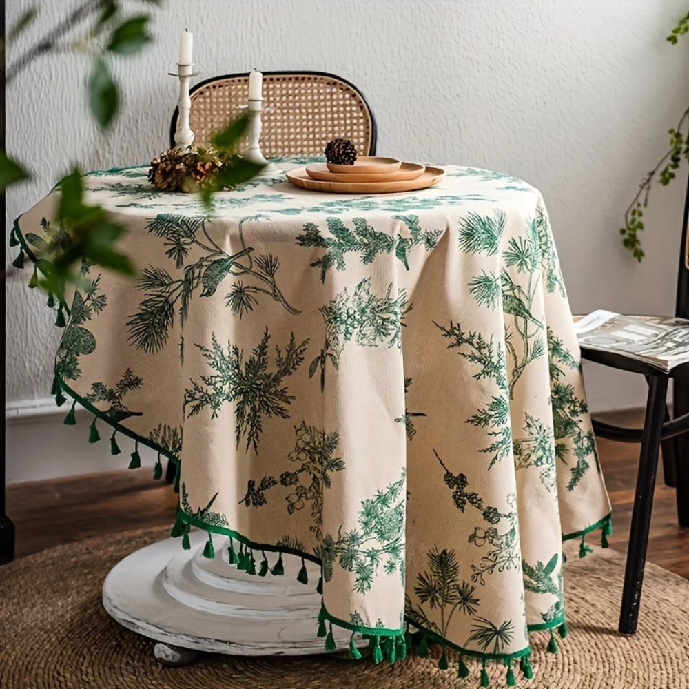 Tischdecke rund Zapfenmotiv
