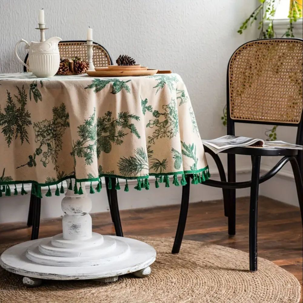 Tischdecke rund Zapfenmotiv
