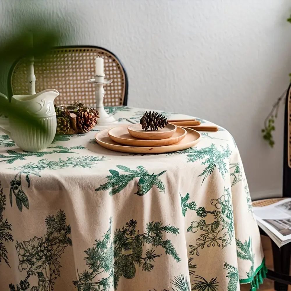 Tischdecke rund Zapfenmotiv
