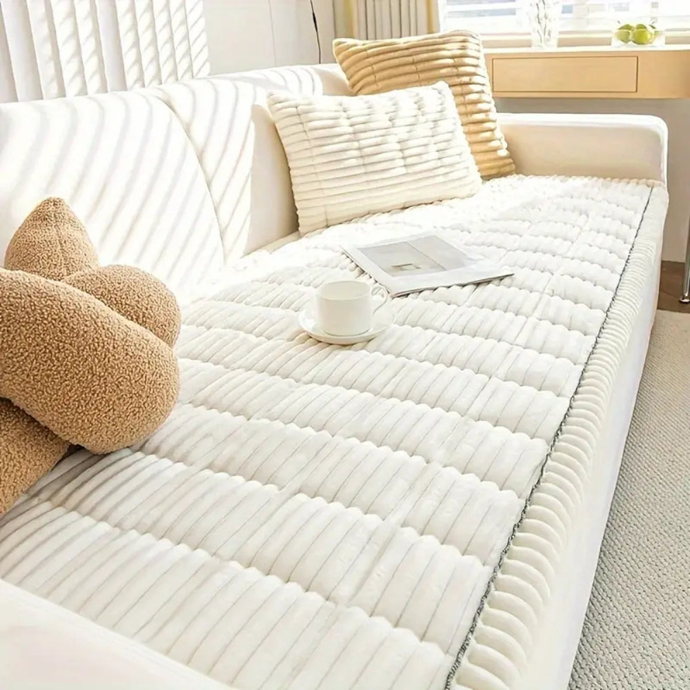 Sofadecke aus Flanell mit plissiertem Rand