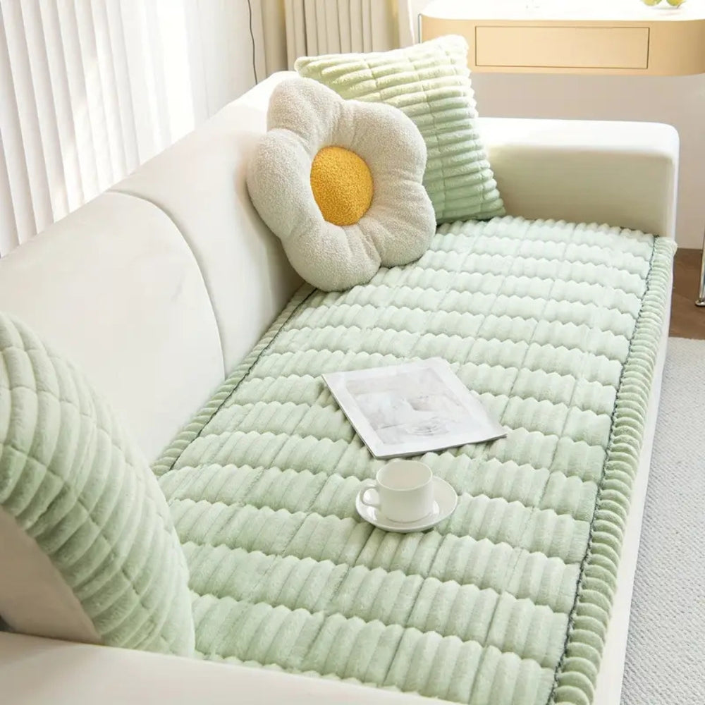 Sofaüberwurf Flanell mit Faltenkante