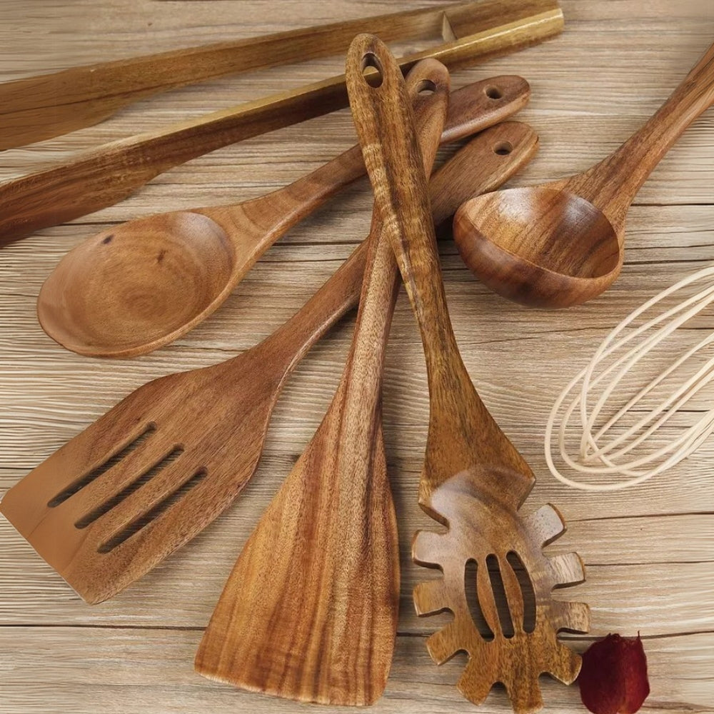Küchenutensilien aus Holz, 7er-Set