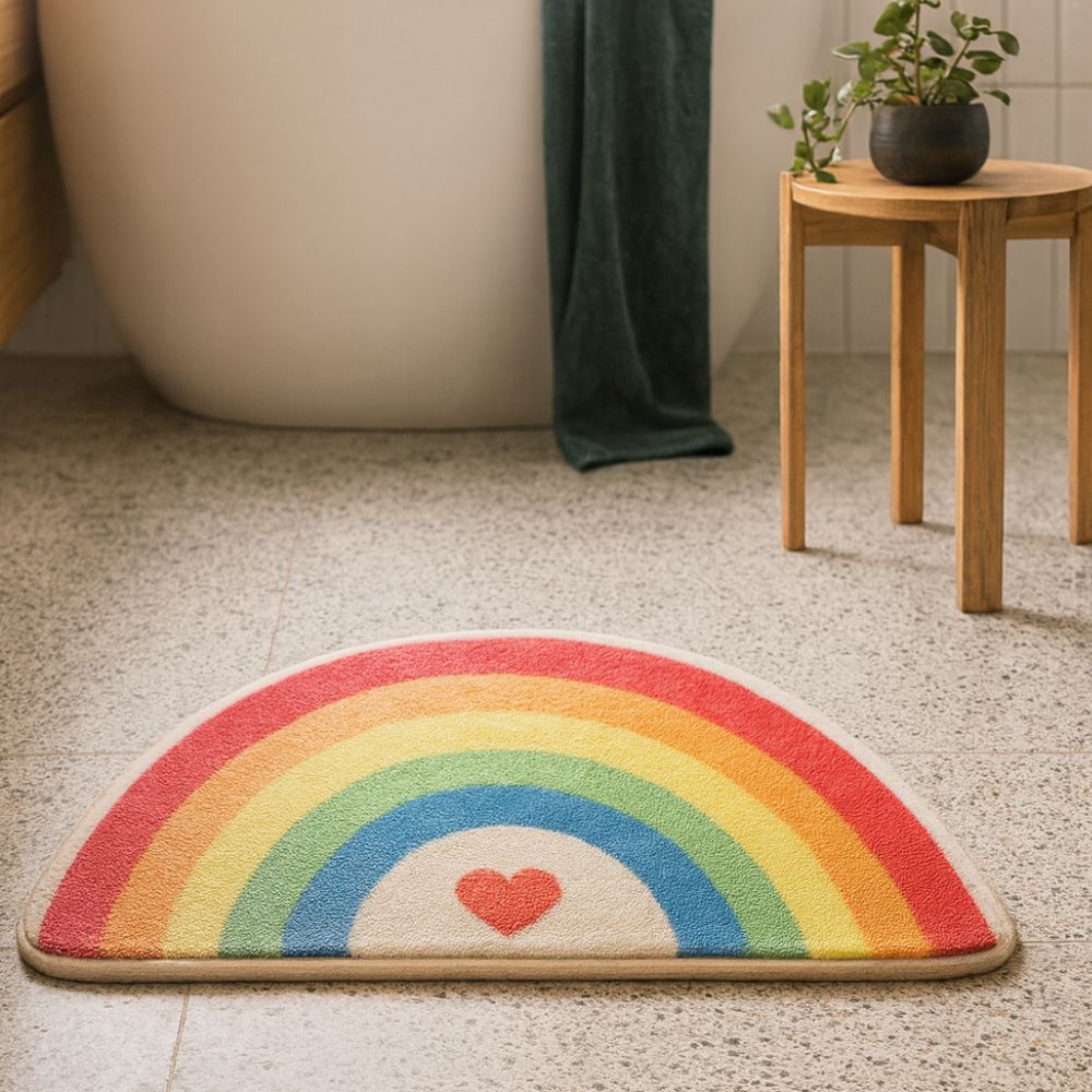 Badematte halbrund Regenbogenmuster