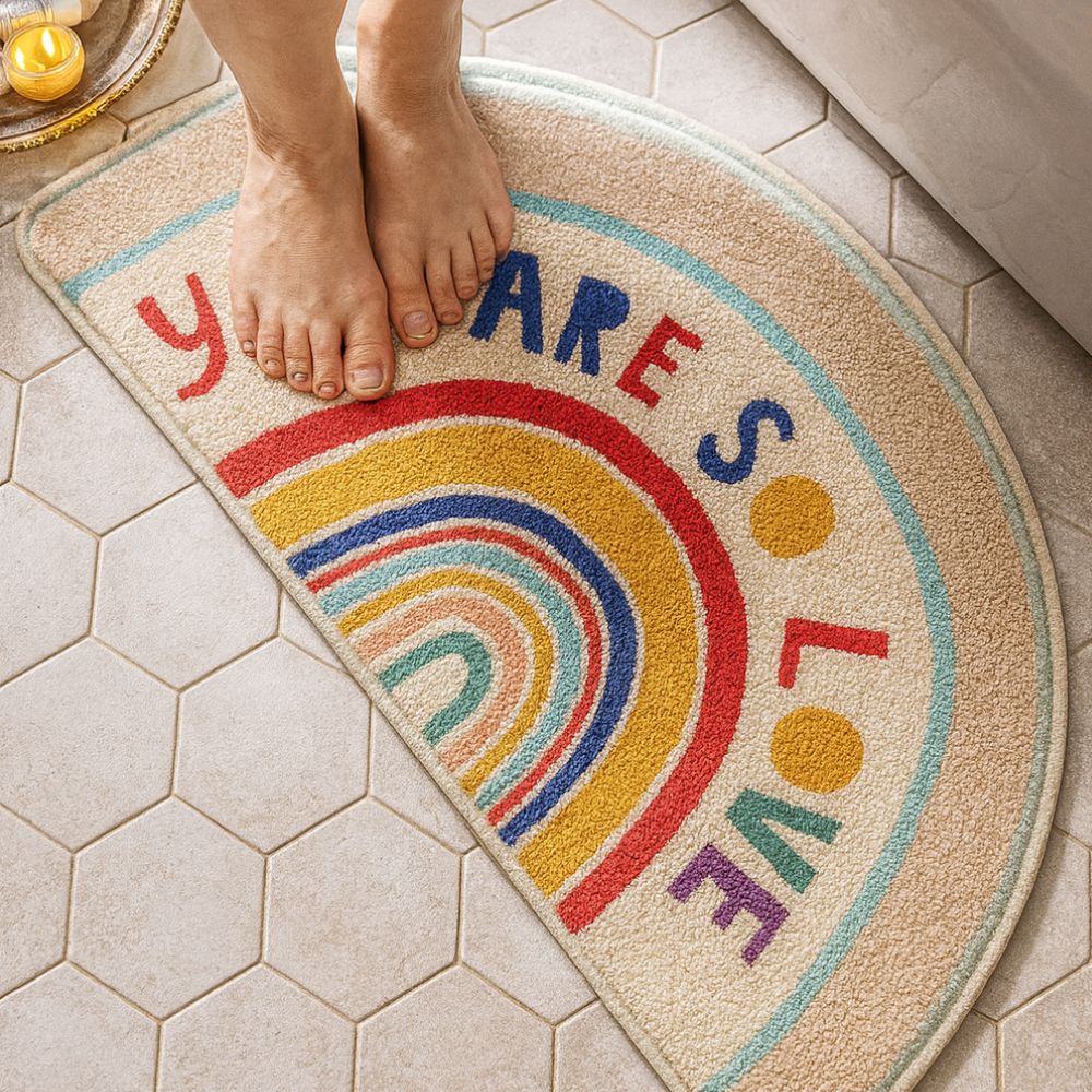 Badematte halbrund Regenbogenmuster