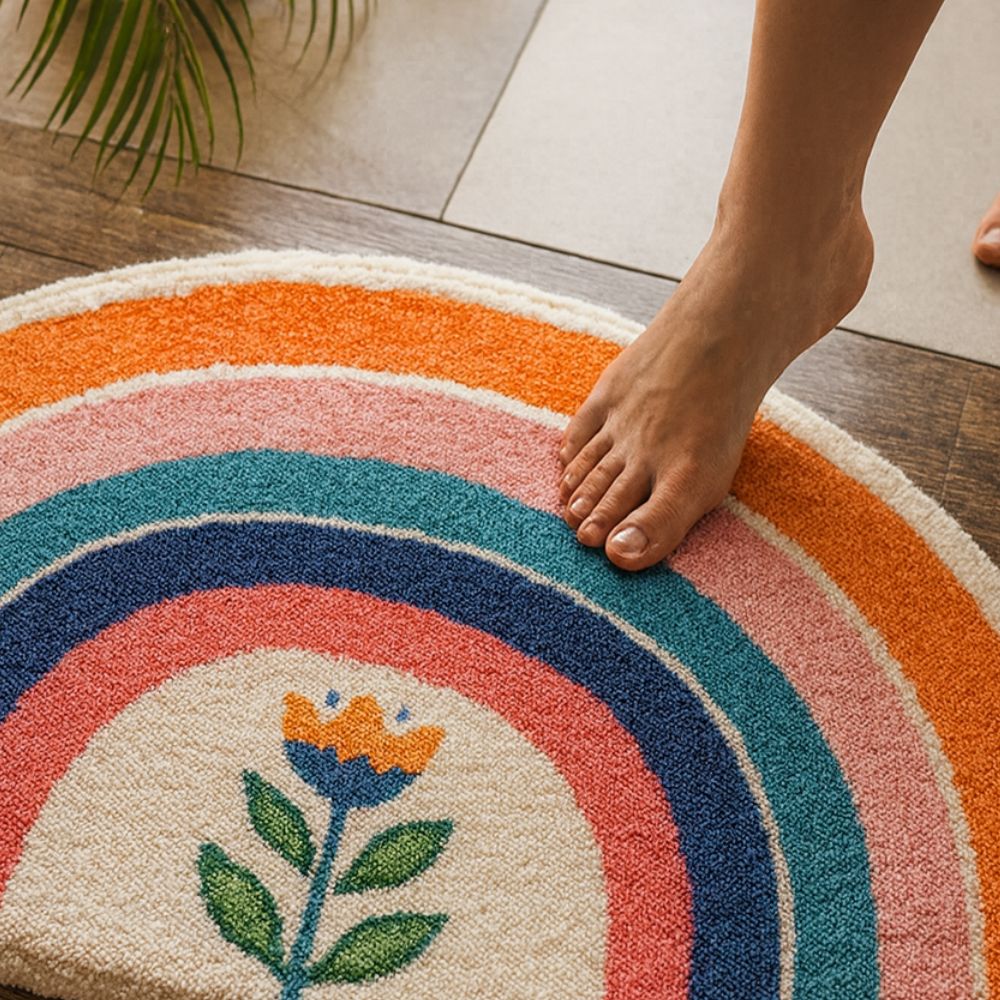 Badematte halbrund Regenbogenmuster
