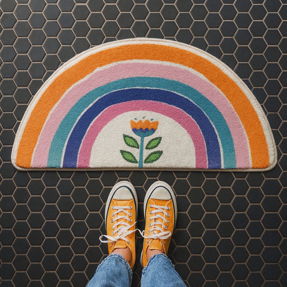 Badematte halbrund Regenbogenmuster