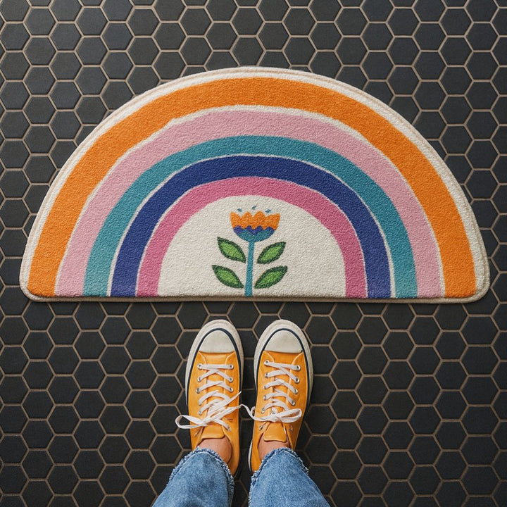 Badematte halbrund Regenbogenmuster