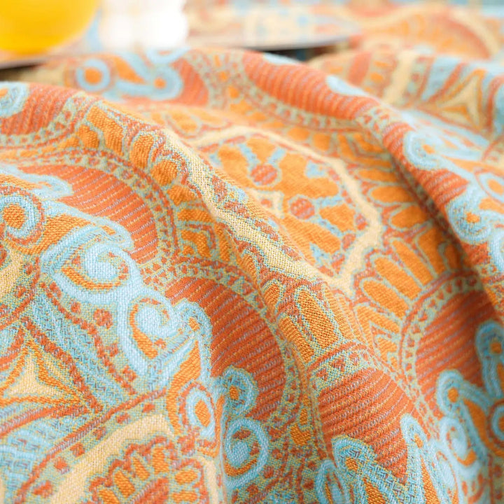 Wendbare Baumwolldecke mit Paisley-Muster und Quasten