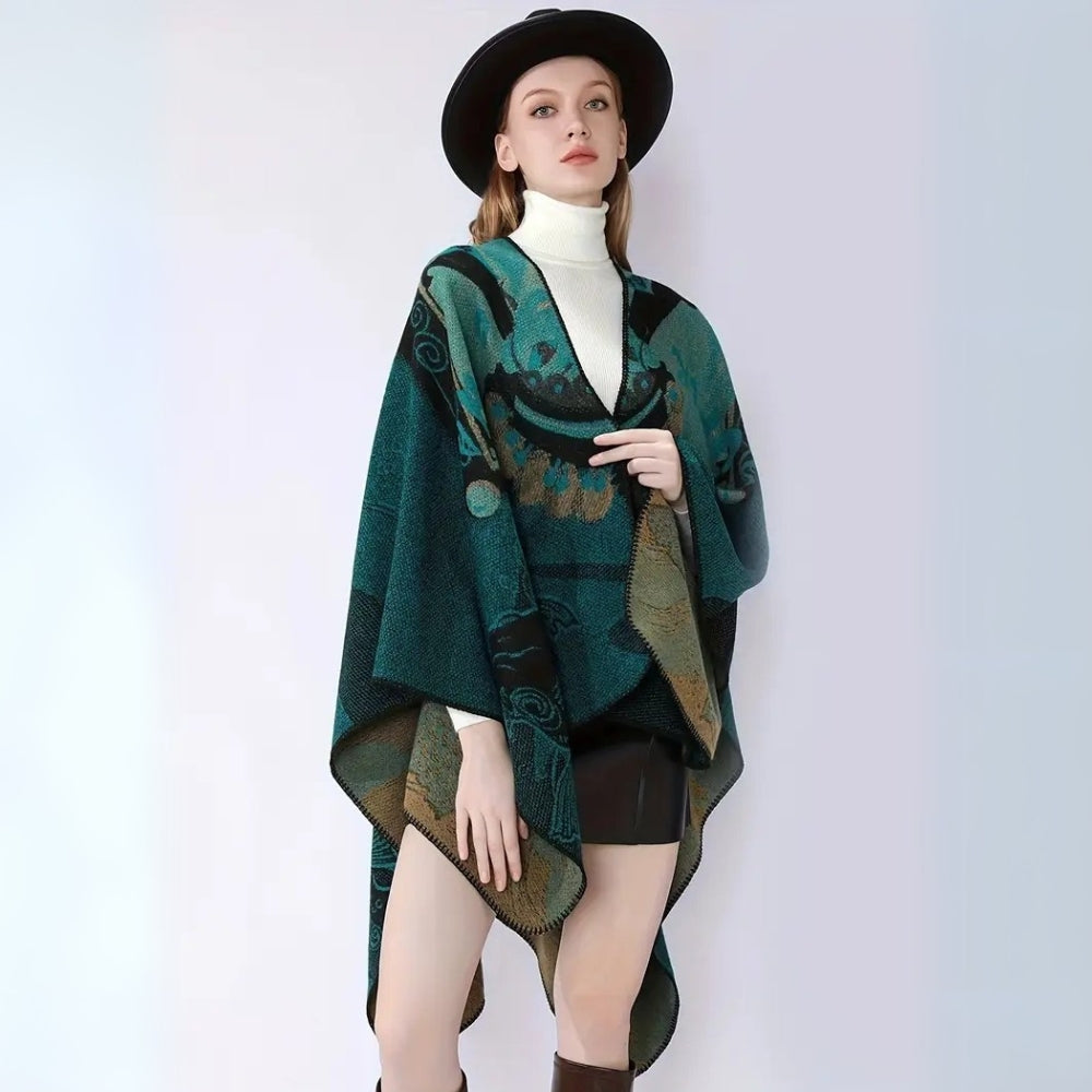 Poncho gemustert wendbar