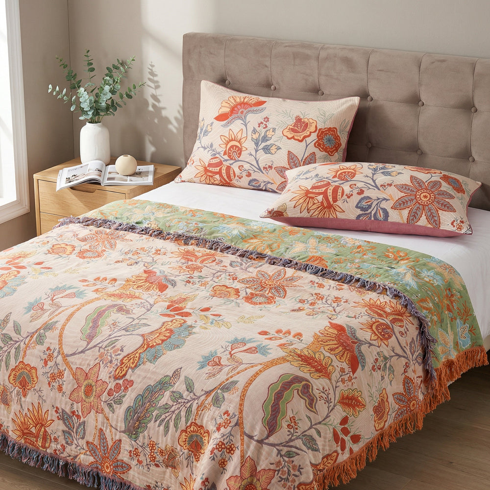 Boho-Kissenbezüge mit Blumenmuster, 2er-Set