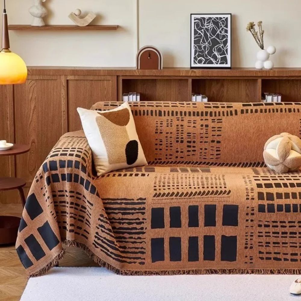 Chenille-Sofadecke, geometrisches Savannenmuster