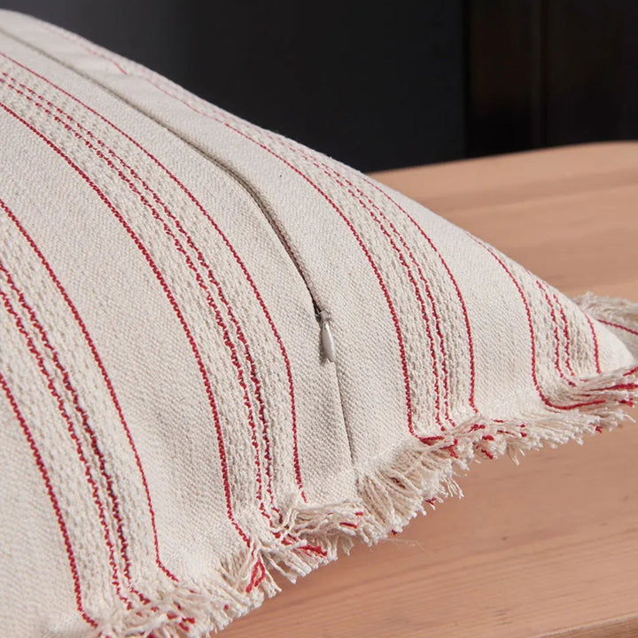 Kissenbezug Jacquard Streifen mit Fransen 45x45 cm