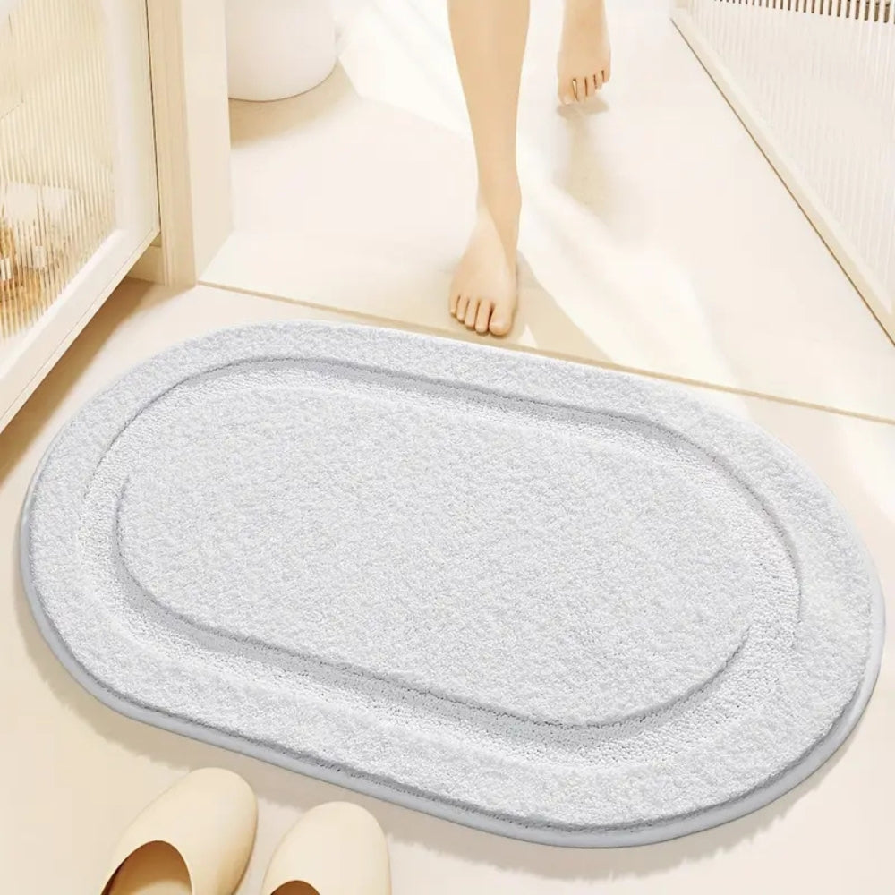 Badematte oval flauschig uni