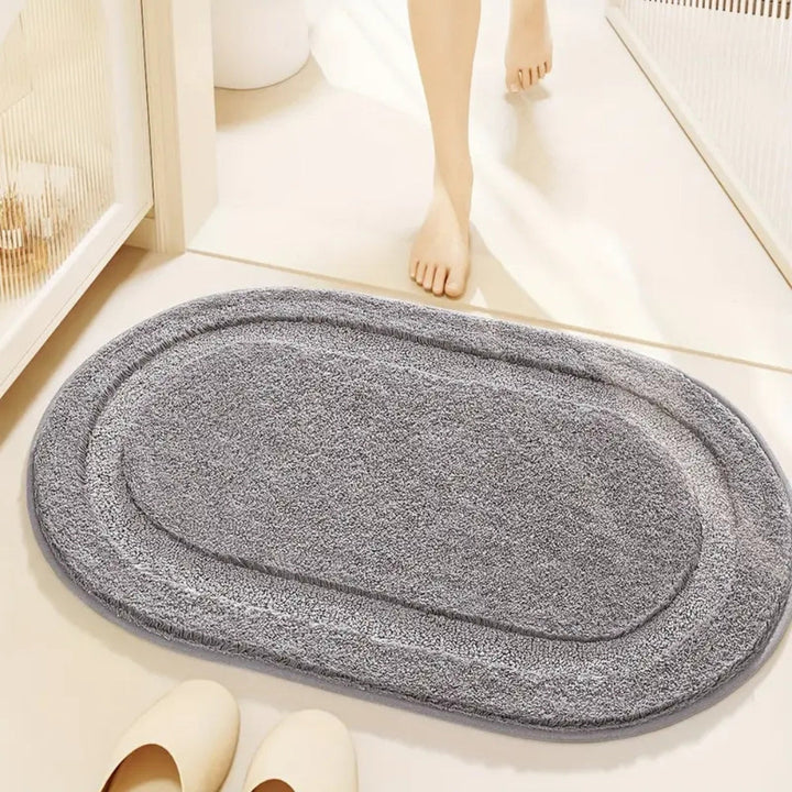 Badematte oval flauschig uni