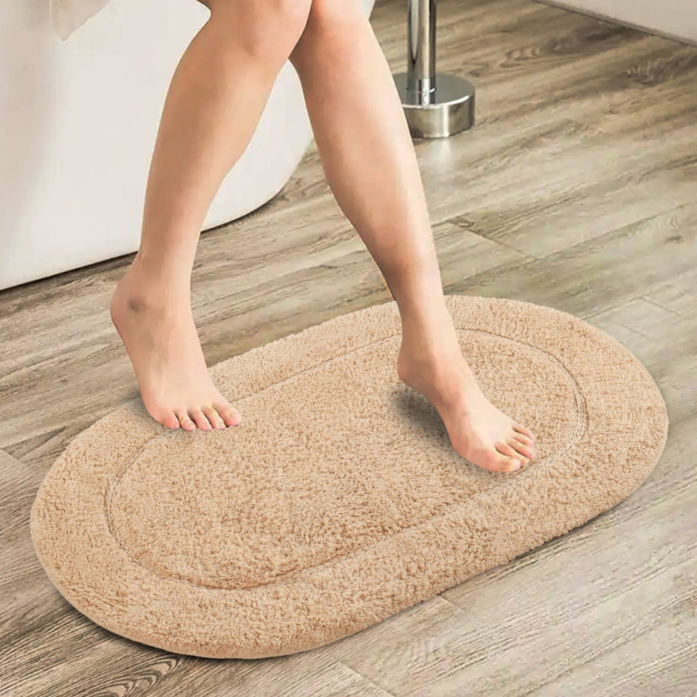 Badematte oval flauschig uni