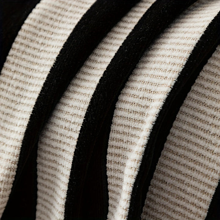 Sofaüberwurf Chenille schwarz-weiß gestreift