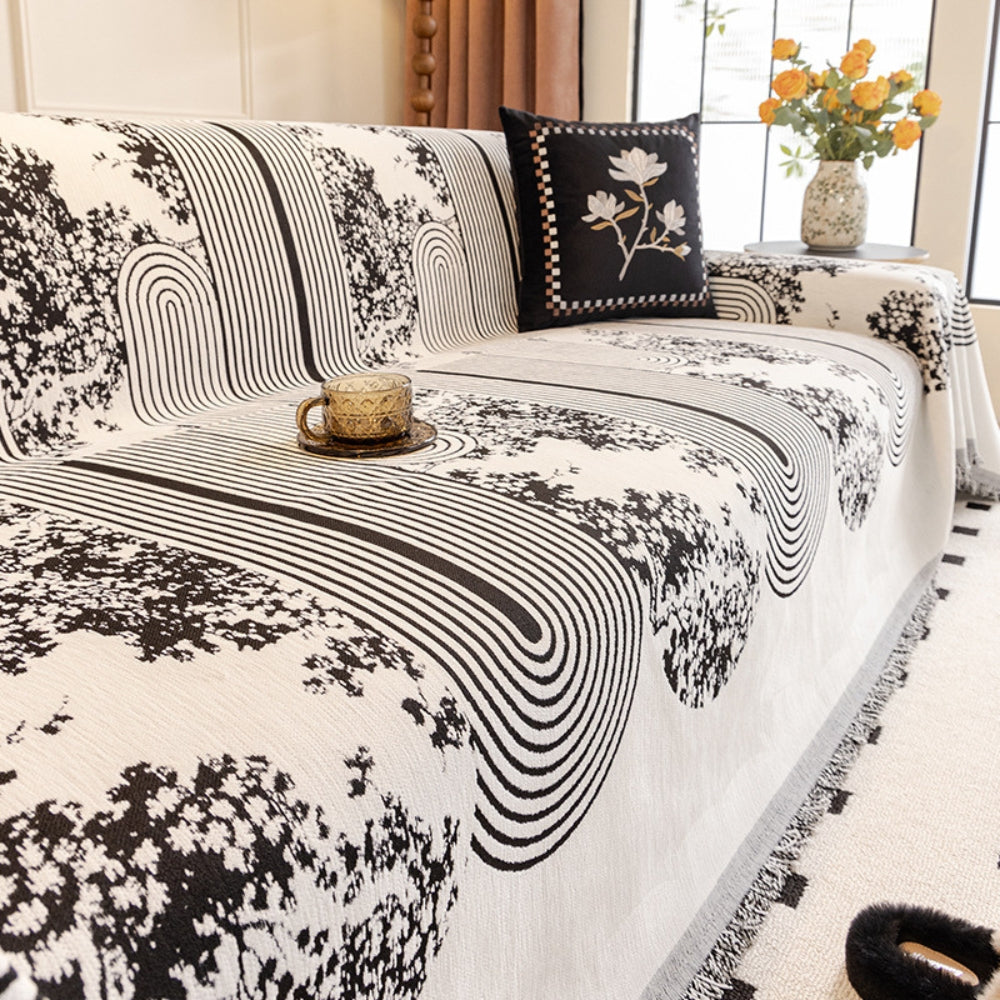 Sofaüberwurf Chenille Mosaiklinien
