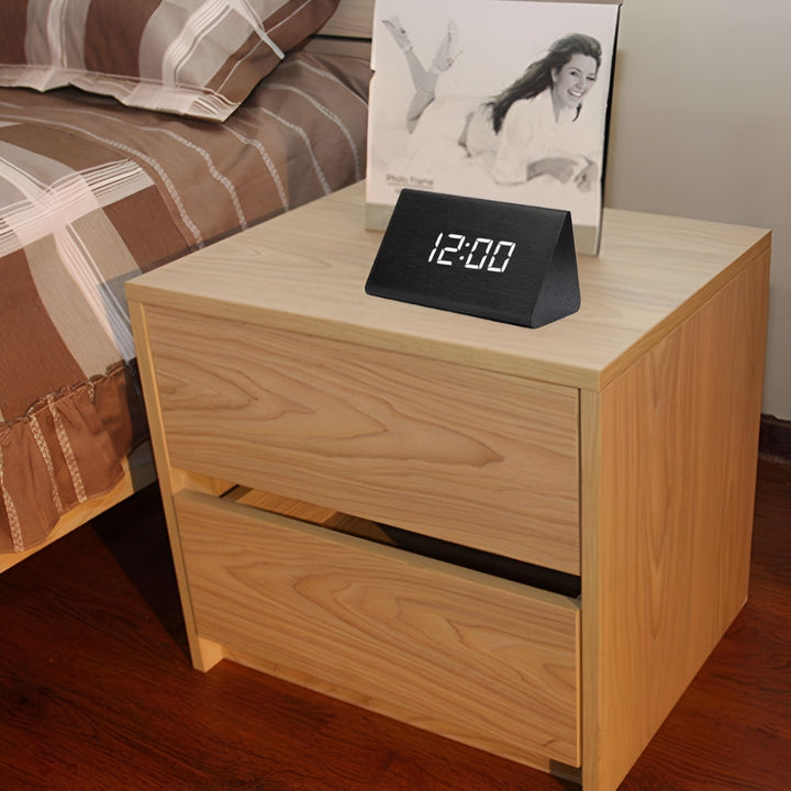 Wecker LED in Holzoptik digital