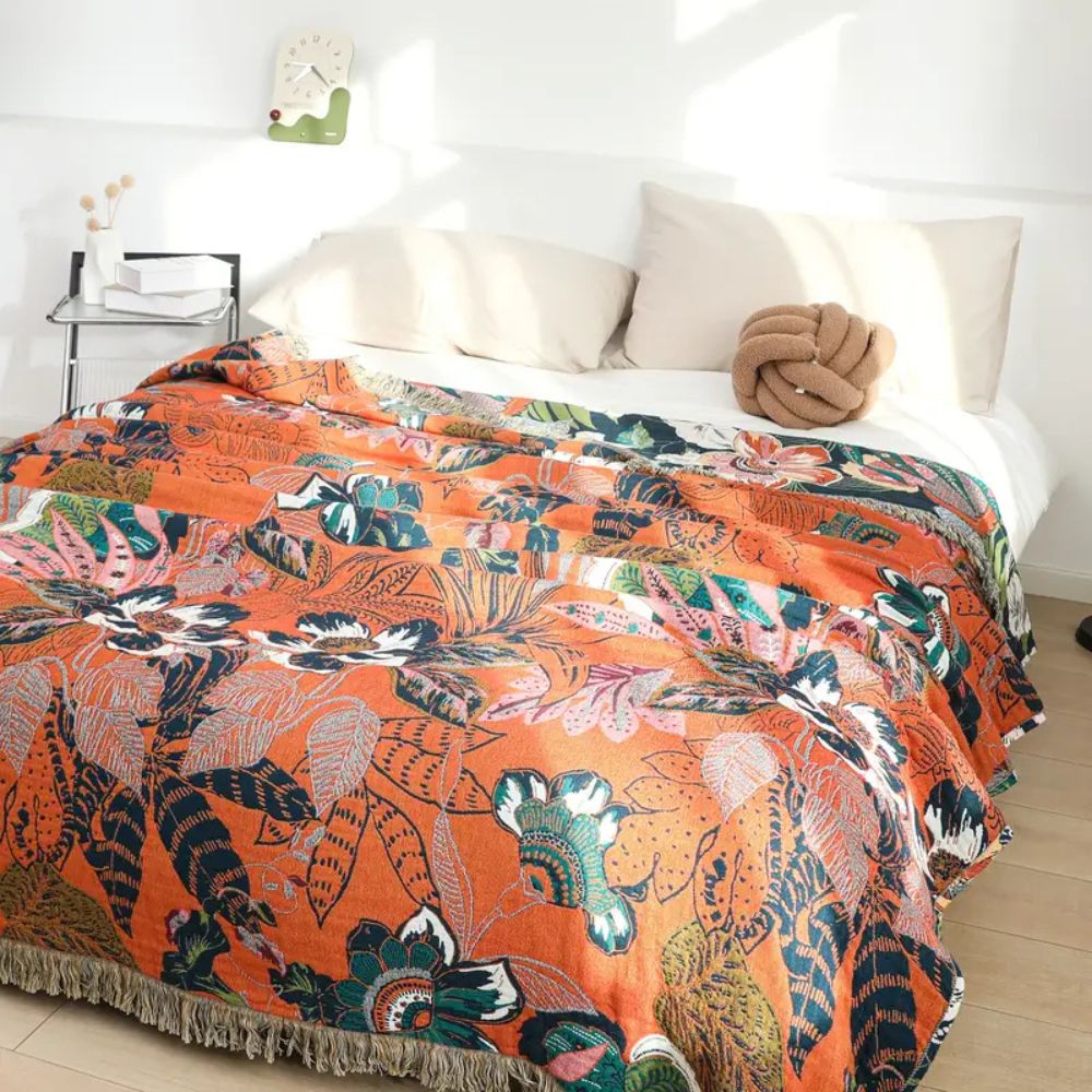 Tropische Jacquard-Musselin-Tagesdecke 200 x 230 cm
