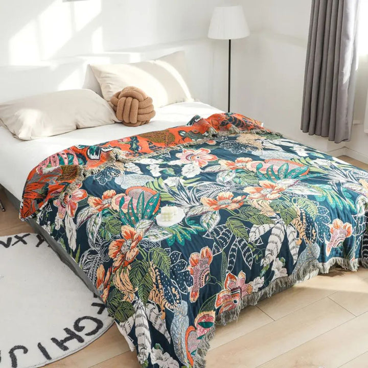 Tropische Jacquard-Musselin-Tagesdecke 200 x 230 cm