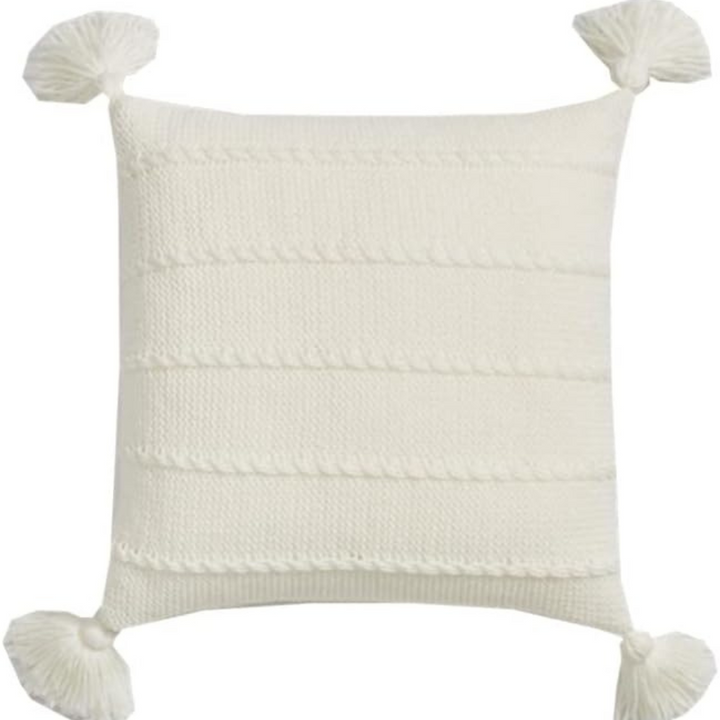 Kissenbezug Strick nordisch mit Quasten 45x45 cm