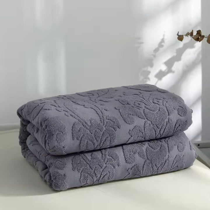 Wohndecke Velours Blütenjacquard
