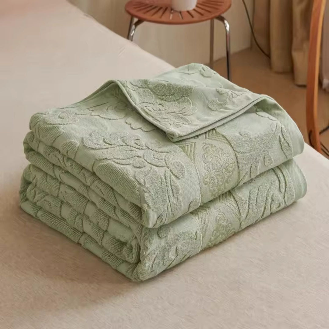 Wohndecke Velours Blütenjacquard