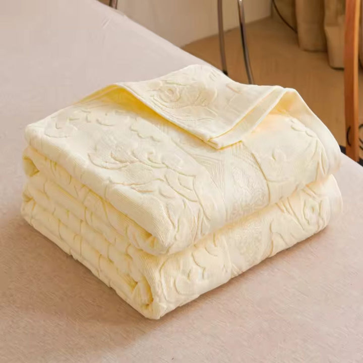 Wohndecke Velours Blütenjacquard