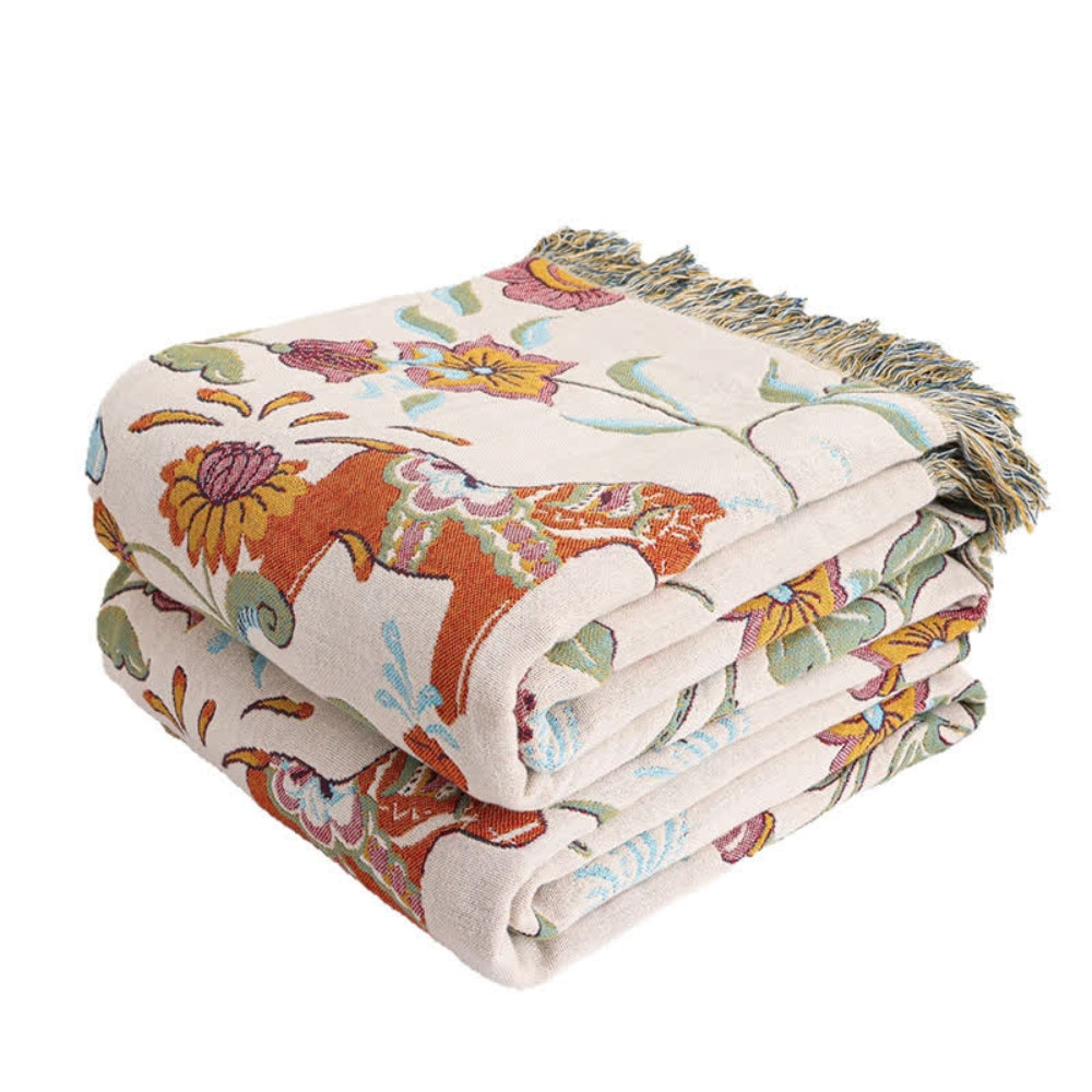Tagesdecke aus vier Lagen Baumwolle mit Blumenmuster 200 x 230 cm
