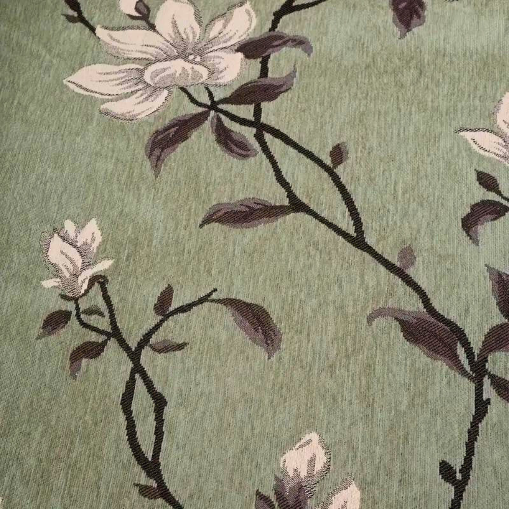 Chenille-Sofaüberwurf mit Vintage-Blumen und Quasten