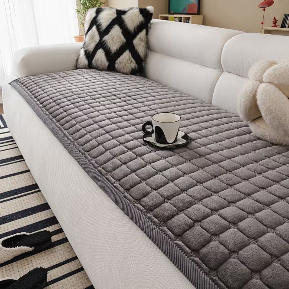 Sofaüberwurf gesteppt Plüsch