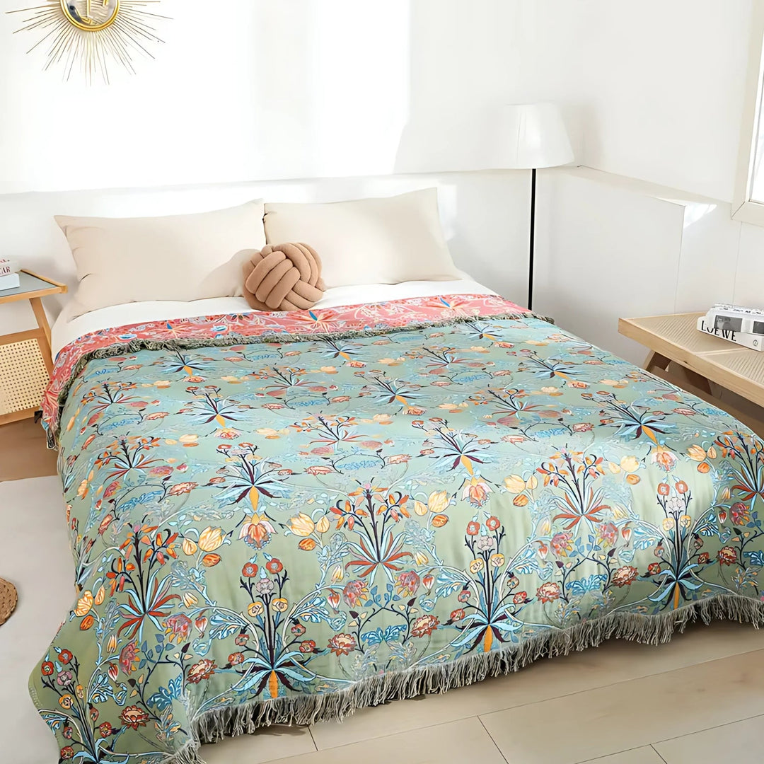 Schwere florale Jacquard-Baumwoll-Tagesdecke 200 x 230 cm