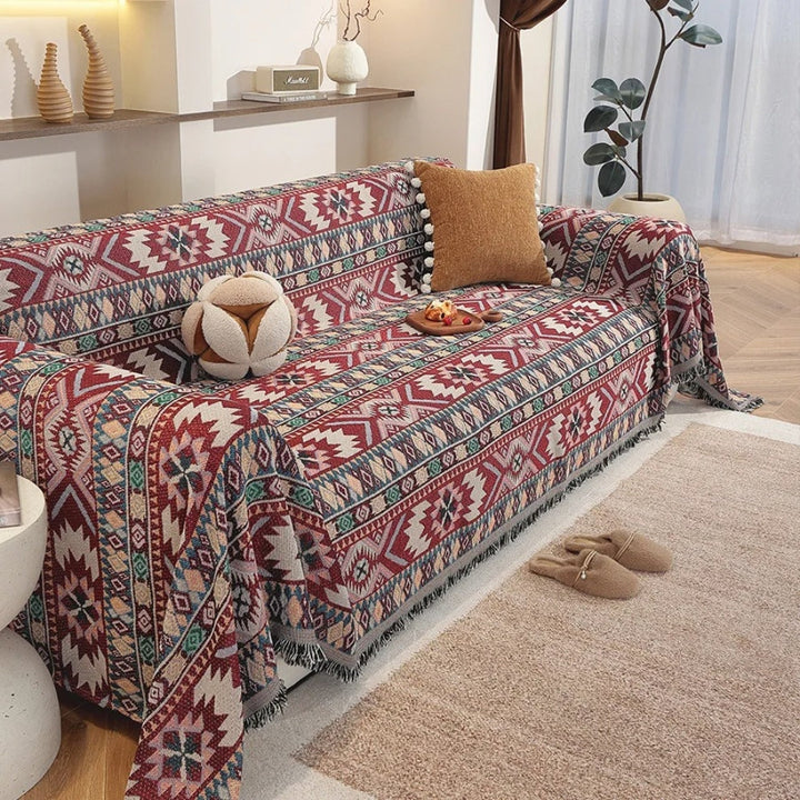 Chenille-Jacquard-Sofadecke mit Quasten