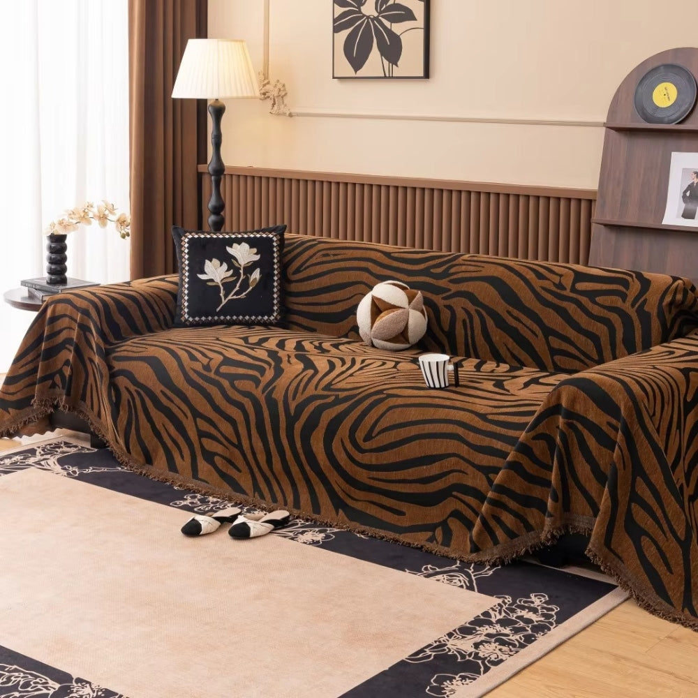 Sofaüberwurf Chenille Zebra-Geometrie