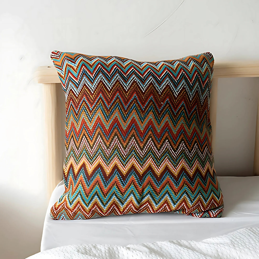 Housse de coussin tricotée à chevrons 45 x 45 cm