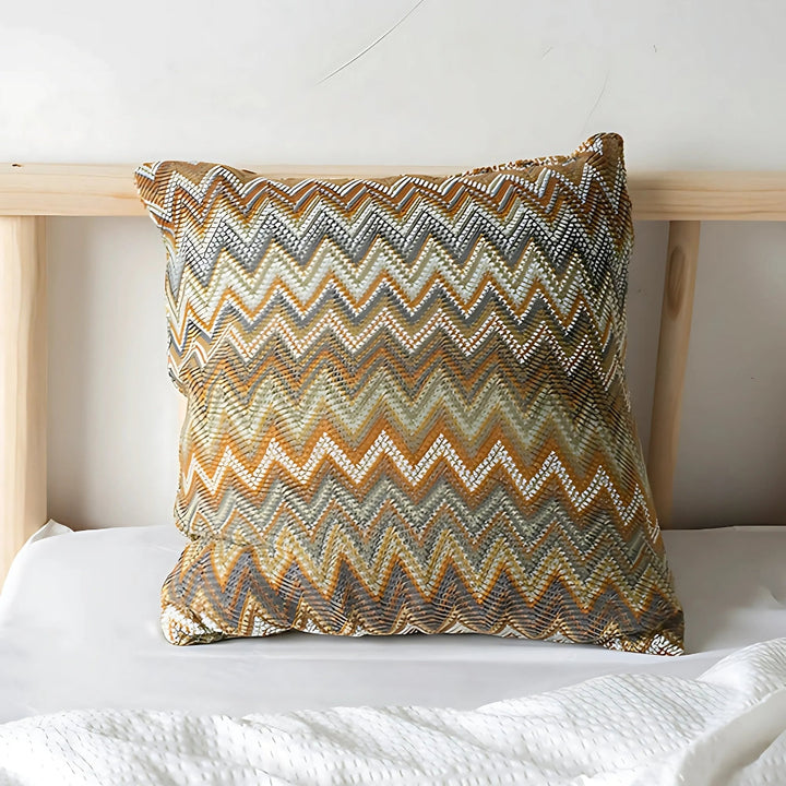 Housse de coussin tricotée à chevrons 45 x 45 cm