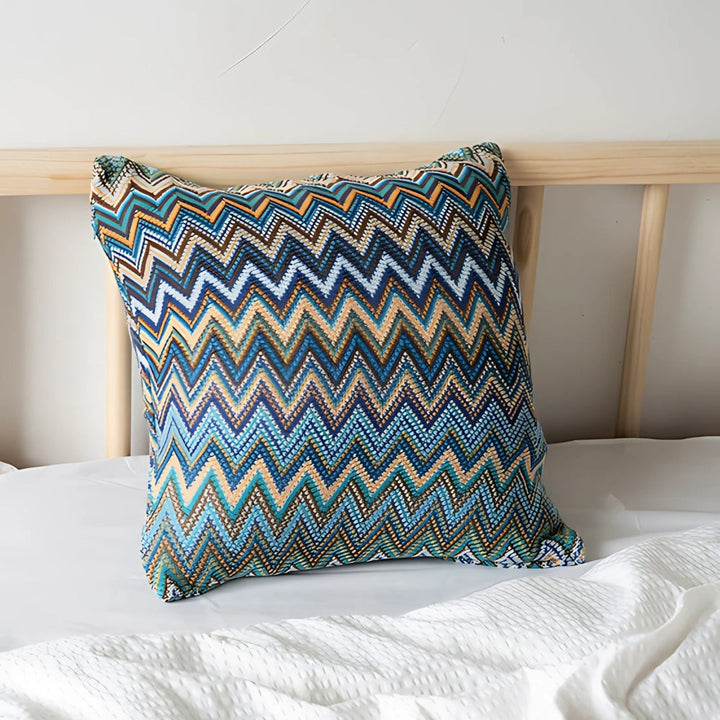 Housse de coussin tricotée à chevrons 45 x 45 cm