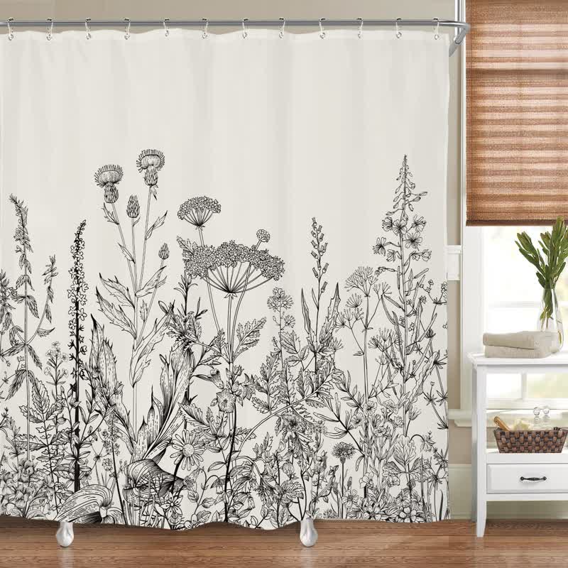 Duschvorhang mit Pflanzenmotiv im Landhausstil – 180 x 180 cm