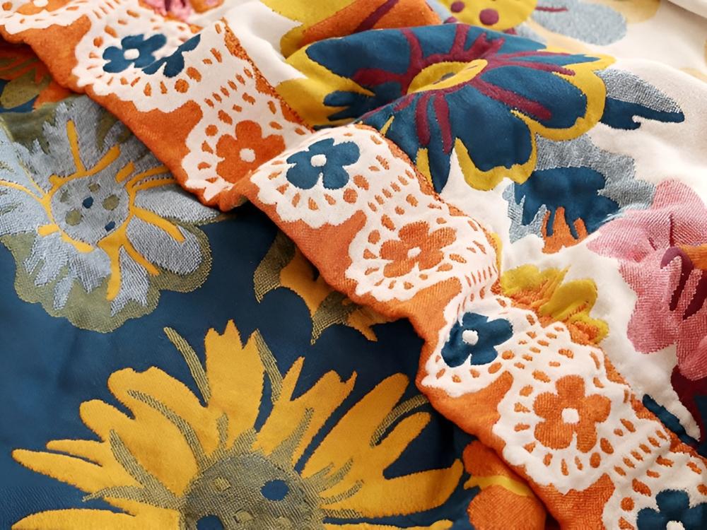 Wendbare Tagesdecke aus Baumwolle mit Blumenmuster