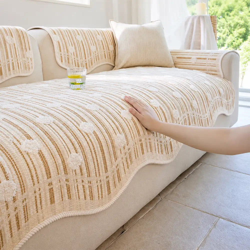 Wasserabweisender Chenille-Sofabezug mit feiner Struktur